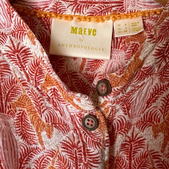 Maeve Anthropologie Kalapana Tiger Palms Blouse Puff Sleeve Size 4 - Picture 2 of 9